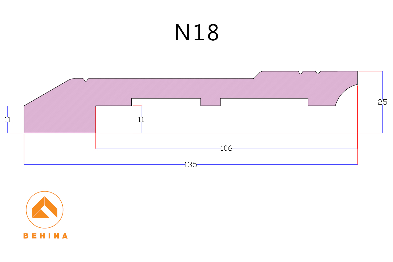 قرنیز مدرن بهینا مدل N18-12 سایز 135 میلیمتر